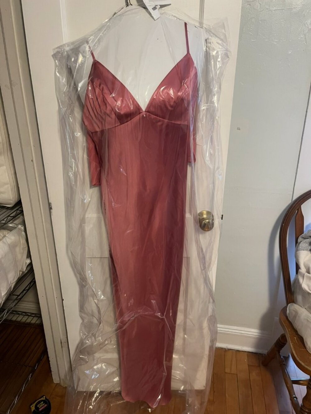 anthropologie BHLDN rose satin dress with shawl
